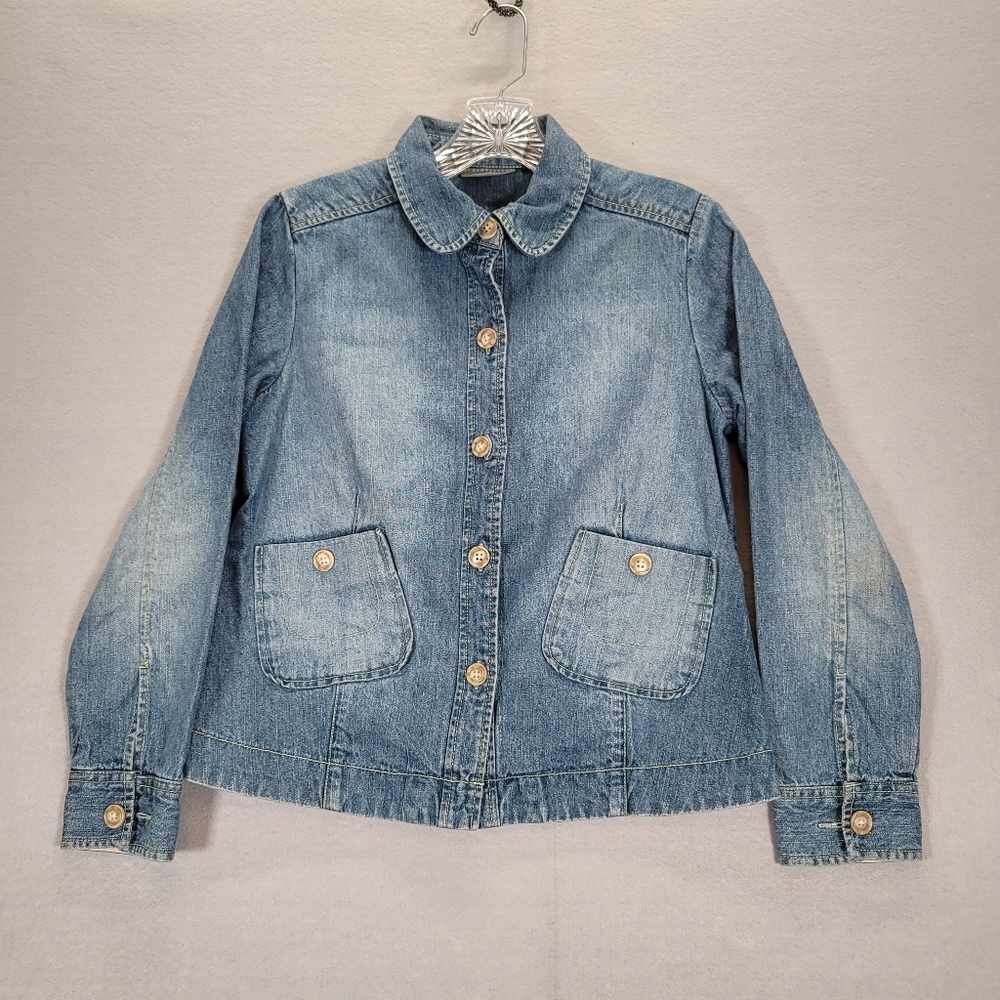 Relativity Women's Jean Jacket Button Up Front Pockets Blue Wash Size PS